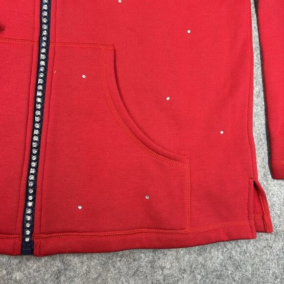 Vintage Quacker Factory Jacket Womens Medium Red Navy Blue Full Zip Rhinestone - Picture 4 of 8